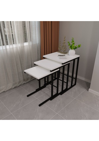 Star 3 Lü Zigon Sehpa Beyaz