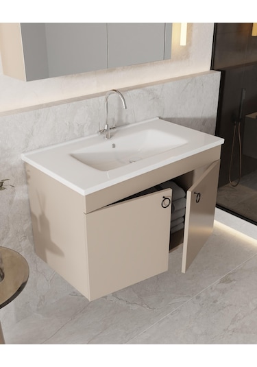 Karen Banyo Dafne 85 Cm, Mdf Lavabolu Banyo Dolabı Seti, Mdf, Lavabo Dahil Dafne