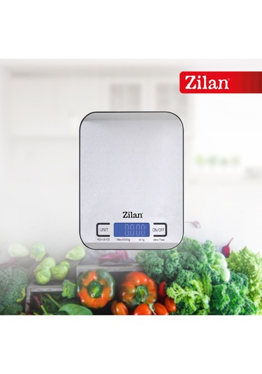 Zln2984 Inox Dijital Mutfak Tartısı 5 Kg Hassas Ölçüm Otomatik Kapanma Pil Dahil Gri - Inox