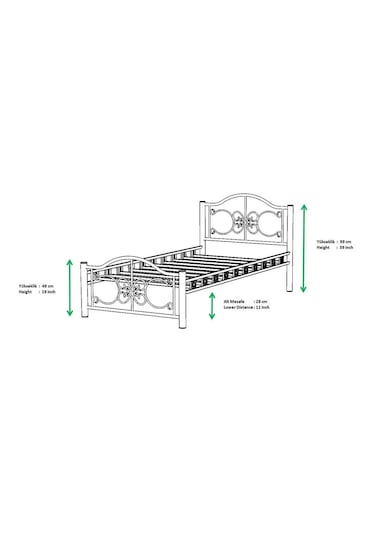 Argimo Pero Tek Kişilik Ferforje Metal Beyaz Karyola 90x190