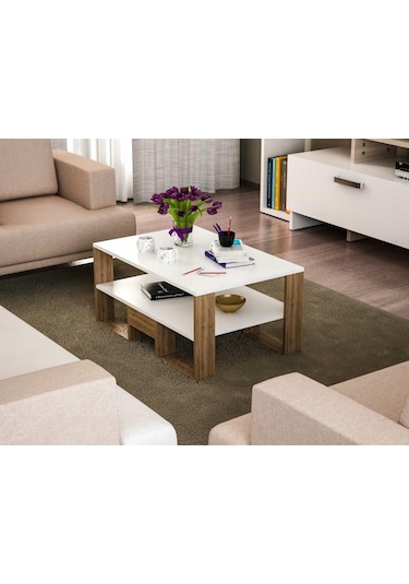 Dekorister Golden Orta Sehpa Beyaz-Ceviz