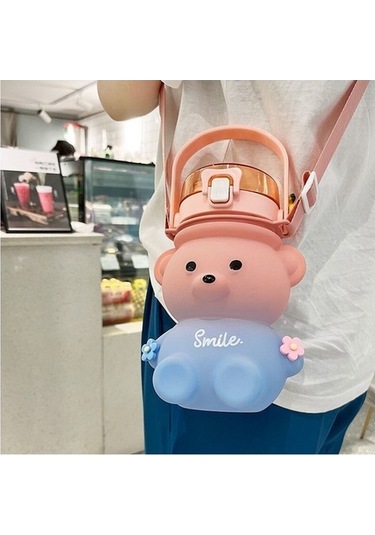 Docodis Gradyan Ayı Çocuk Pipet Su Bardağı Aonn5g Açık Pembe