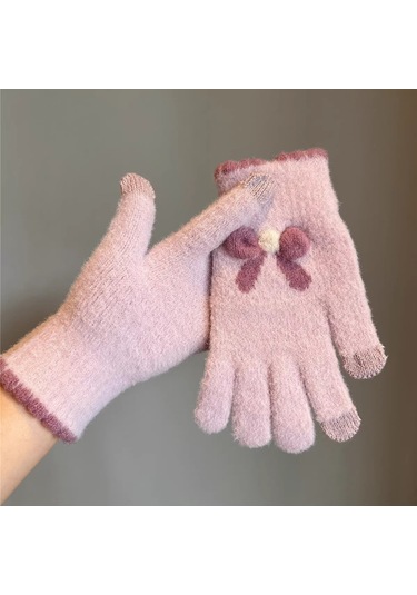 Kadın Soğuk Geçirmez Sevimli Eldiven Mor