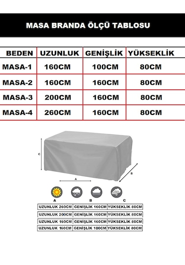 Premium Kalın Bahçe Mobilya Brandası Masa Sandalye Kılıfı,bedenli Gri - Gri
