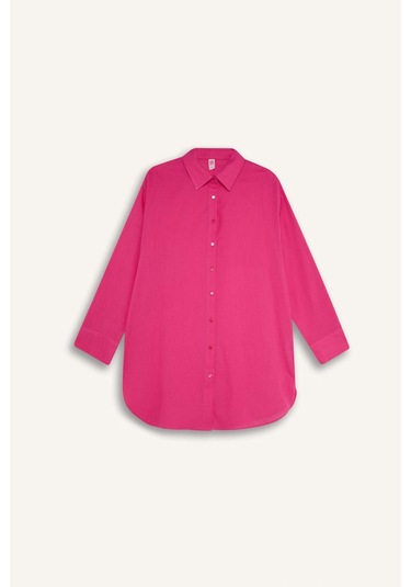 DeFacto Regular Fit Pamuklu Plaj Gömleği-Fall in Love W8241AZ24SMPN615 Pembe DeFacto Regular Fit Pamuklu Plaj Gömleği-Fall in Love W8241AZ24SMPN615 Pembe