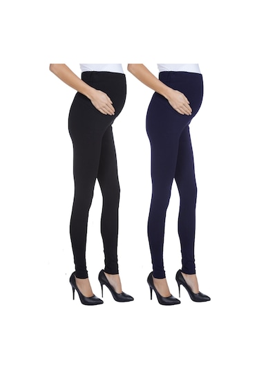 Luvmabelly Myra8001 8009 Beli Ayarlanabilir Hamile Tayt Seti-lacivert - Siyah