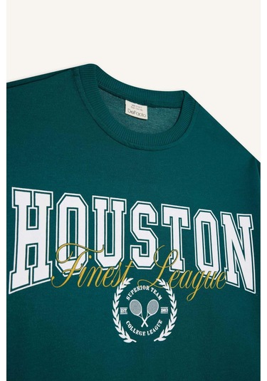 Defacto Kız Çocuk Relax Fit Bisiklet Yaka Baskılı Sweatshirt E8894a825augn1116 Yeşil