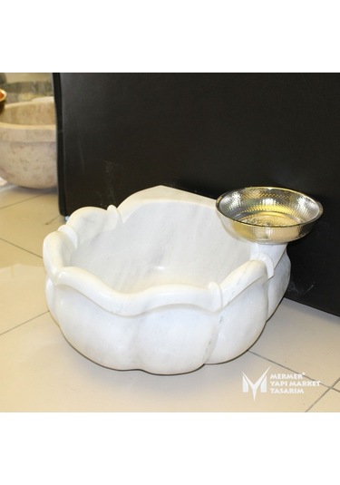 Afyon Beyaz Özel Dizayn Yuvarlak Kurna