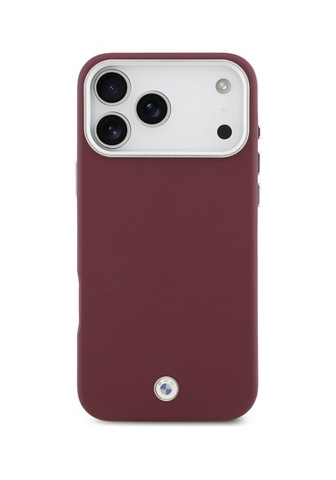 İphone 17 Pro Max Uyumlu Kılıf Bmw Lisanslı M-safeli Metal Logolu Tam Kaplama Deri Kapak Kırmızı Kirmizi