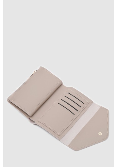 Zarf Detaylı Nakit Ve Bozuk Para Bölmeli Bayan Cüzdan-krem Krem