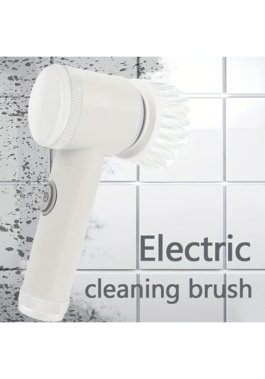 Fochsia White 5 İn 1 Kombinasyonlu Şarj Edilebilir Döner Temizlik Fırçası Mutfak Banyo Ayakkabı Balkon İçin 5 Değiştirilebilir Başlıklı