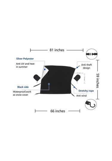 Sones Araba Ön Cam Kar Kaplamalı Gümüş Kumaş Antifriz Güneş Engelleyici Kapak 205x150x167cm
