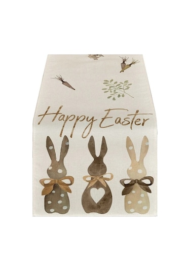 Flax材质复活节兔子胡萝卜彩蛋印花桌旗 耐磨防污家居餐桌装饰布 6款可选 Diğer Diğer