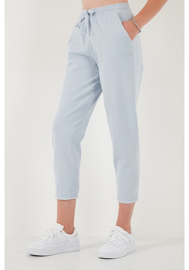 Lela Pamuklu Normal Bel Regular Fit Düz Paça Bayan Pantolon 668Yp42282S4 Buz Mavi