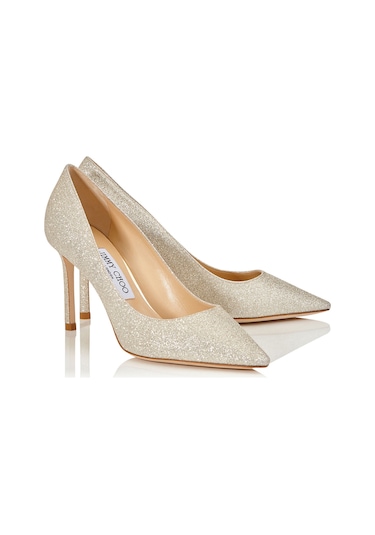 Jimmy Choo Şık Deri Yüksek Topuklu Stiletto Ayakkabı Beyaz