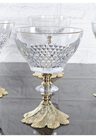 Paşabahçe Serisi Infınıty Kase & Magnolıa Kase & Dondurmalık & Şekerlik Semerkand Gold Döküm Ayaklı Naturel