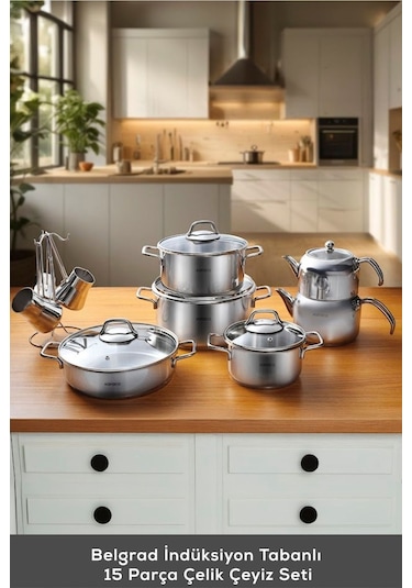 Karaca  Belgrad İndüksiyon Tabanlı 15 Parça Çelik Çeyiz Seti