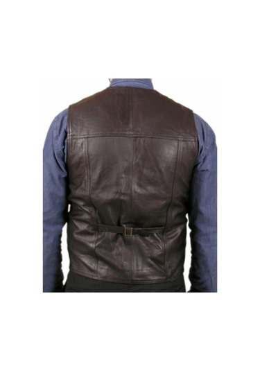 Hakiki Kuzu Derisi Düğmeli Erkek Deri Yelek Kahverengi Kahve