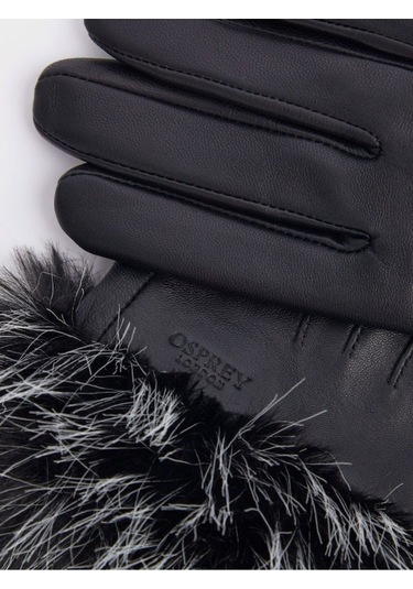 Osprey London Penny Kışlık Deri Eldiven Şık Ve Sıcak Tasarım Eldivenler Siyah Standart