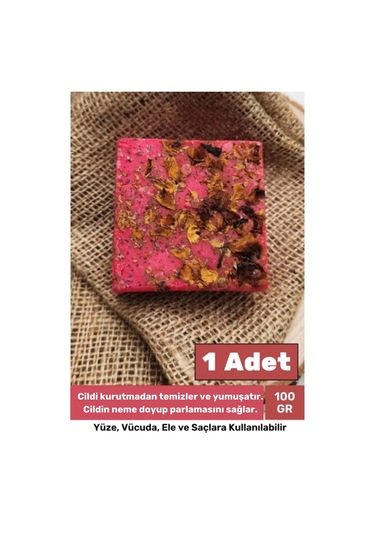 %100 Bitkisel Doğal El Yüz Saç Cilt Vücut Güzel Kokulu Orijinal Saf Gül Sabunu 100g - 1 Adet