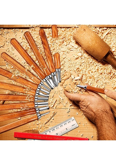 12 Adet Ahşap İşleme Kesici Seti, Oyma Dıy Ahşap İşleme Kesici Seti, Depolama Çantası İle Çok Fonksiyonlu Ev Oyma Kesici Seti