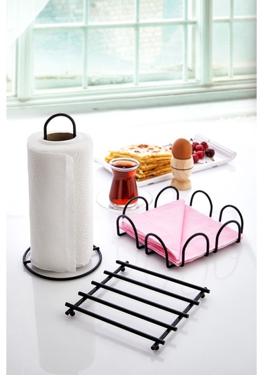 İliva Nihale Peçetelik Havluluk Seti 3'lü Siyah