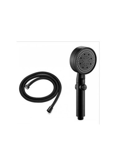 Besthome1 Siyah 5 Modlu Baskı Artırıcı Duş Şefası - 1.5m Patlama Dayanıklı Boru İle Silikon Uçlu Duş Başlığı Siyah