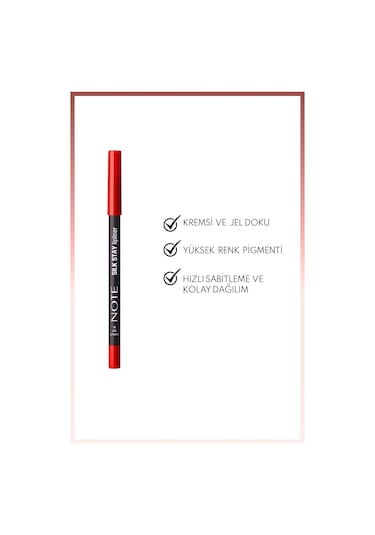 Note Cosmetics Silk Stay Lipliner Suya Dayanıklı İpeksi Dudak Kalemi - 08 Scarlet Red - Kırmızı