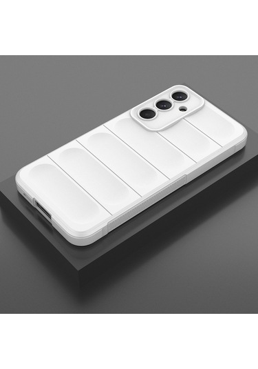 Samsung Galaxy Uyumlu A15 Kılıf Optimum Lens Çerçeveli Silikon Kapak Beyaz