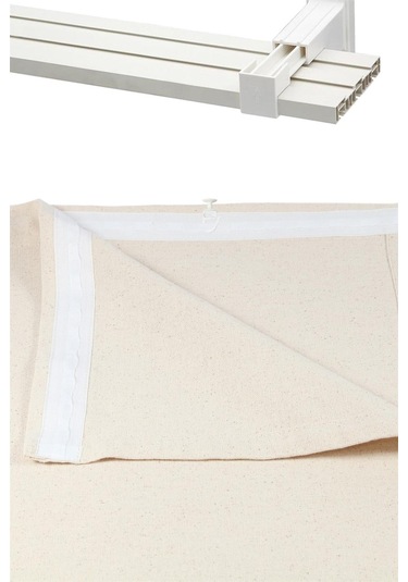 Naturel Fırfırlı Perde Kornişli Vintage Renkli MAvi