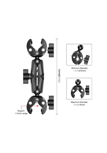 Springsun Puluz Pu849b Esnek Motosiklet Süper Kelepçesi Çift Yengeç Kelepçeleri 360 Dönebilen Spor Kamerası Gidona Sabit Montaj