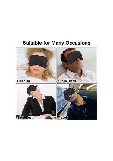 Geeroyoo Siyah Uyku Maskesi, Turuncu Earplug Ve Rastgele Renkli Saklama Çantası - 3'lü Konforlu Uyku Seti Siyah