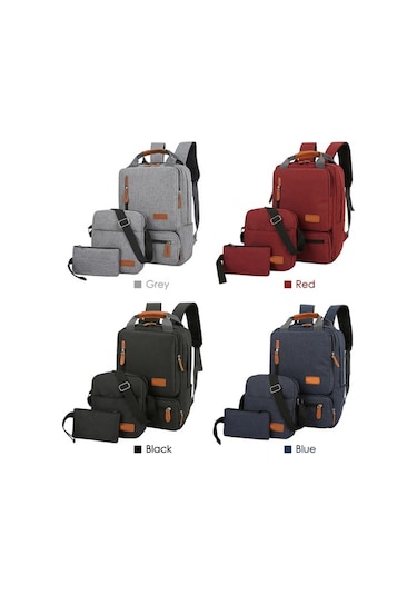 Novahub 3 Parçalı Laptop Çantası Seti - Seyahat, Okul Ve İş İçin Şık Ve Fonksiyonel Gri, Çanta Kombinasyonu Gri