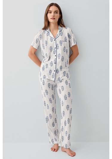 Pierre Cardin Kadın Beyaz Gömlek Pijama Takım Pc9215-s-v1 Beyaz