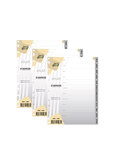 Gen Of Ayraç Seperatör Türkçe 12 Ay 3 Adet Gen 1304