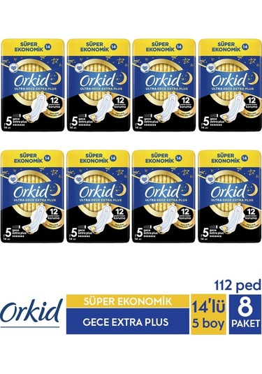 Süper Ekonomik Ultra Gece Extra Plus 14 Ad. 5 Boy X 8 Paket