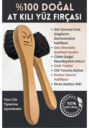 Em Amanos Beauty Doğal At Kılı Yüz Fırçası