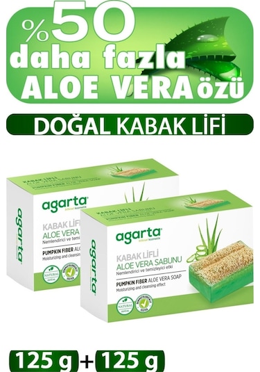 Agarta Doğal Kabak Lifli El Yapımı Aloe Vera Sabunu 2 x 125 G