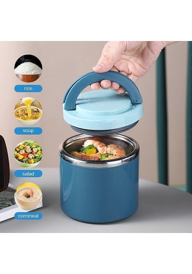 1l Termal Gıda Kabı, Termal Kap, Yiyecekleri Sıcak Tutma Kabı, Termal Öğle Yemeği Kutusu, Yalıtımlı Kap Çok Renkli