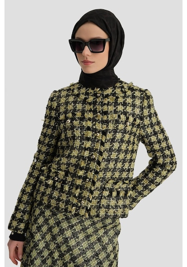Armine Simli Tüvit Ceket 24k5719 Yeşil Yeşil