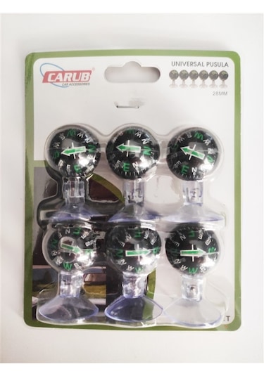 Araç İçi Vantuzlu Siyah Mini Boy 6 Lı Pusula Seti 28mm