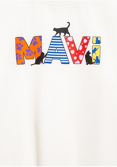 Mavi - Mavi Logo Baskılı Ekru Tişört 7610426-70057 Ekru