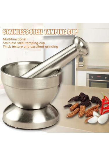 Willowhaven Silvery Paslanmaz Çelik Havan Seti Dayanıklı Mutfak Toz Öğütücü