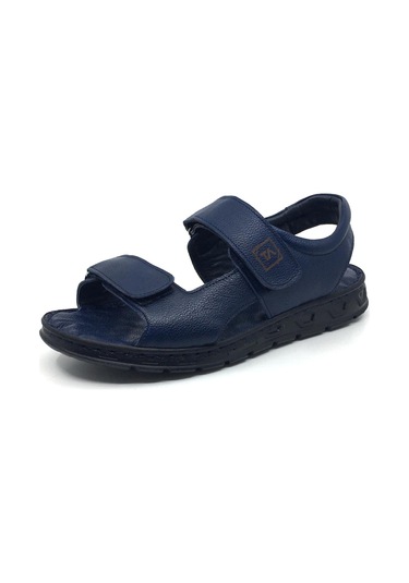 Taşpınar %100 Hakiki Deri Ortopedik Erkek Yazlık Günlük Cırtlı Lacivert Sandalet 40-45 Lacivert