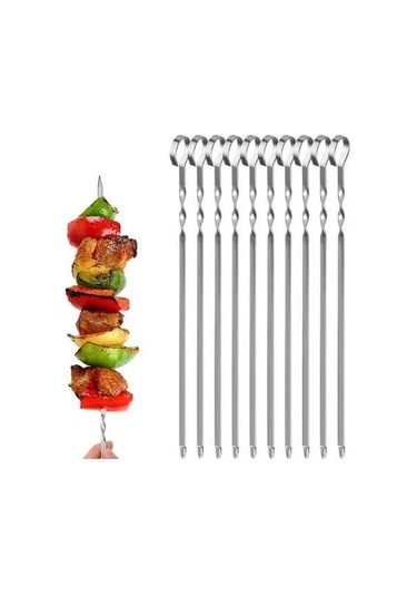 Didadodo 10 Adet Paslanmaz Çelik Şiş - Dayanıklı Ve Yeniden Kullanılabilir Barbekü Şişleri, Küçük Boy