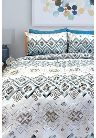 Tek Kişilik Ranforce Nevresim Takımı Düz Çarşaflı Bohemıan Petrol