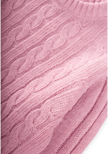 Cigit Saç Örgülü Kazak 1-8 Yaş Pudra Pembe Pudra Pembe