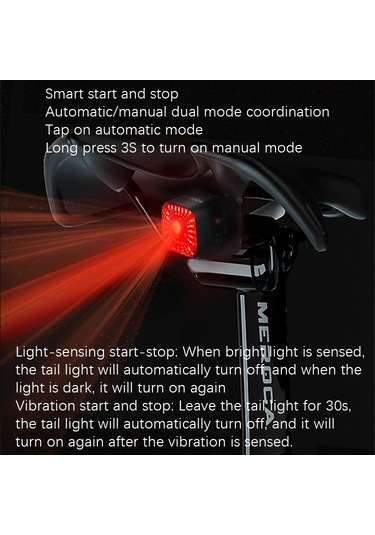 Meroca Xc02 Akıllı Işığa Duyarlı Fren İndüksiyon Arka Lambası Yastık Montajı Siyah Yastık Montajı