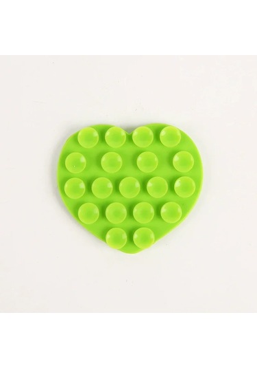 Goldenqian Kalp Şeklinde Çift Taraflı Silikon Vantuz Telefon Etiket Kendinden Yapışkanlı Kaymaz Emme Telefon Desteği Braketi Vantuz Green Green