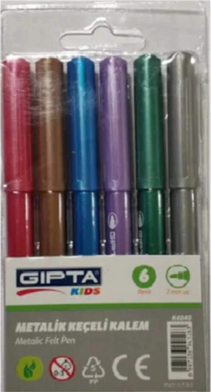 6'lı Metalik Keçeli Kalem